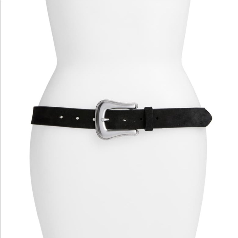 Something Navy Black Suede Western Belt